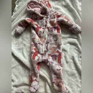 Penelope Mack Pink and Purple Bow Print Footie